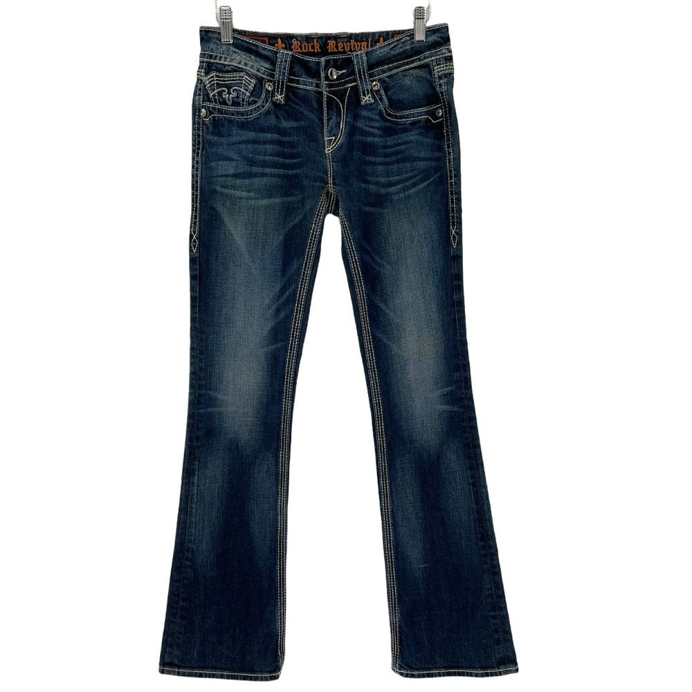 Rock Revival Alanis Boot Jeans Dark Wash Low Rise RE8164B3L Women Size 28